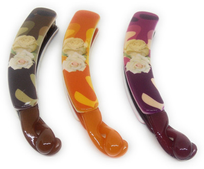 

Khubsurat Premium Banana Clip / Banana Claw Clip, Set of 3 Pieces of 3 Colors, Floral Concept, Smooth Touch Feel, Length 11 Centimeters Banana Clip, Hair Clip(Multicolor)
