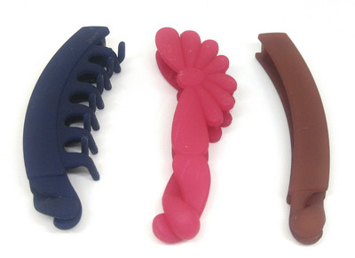 

Khubsurat Premium Banana Clip / Banana Claw Clip, Set of 3 Pieces of 3 Color 3 Designs, Smooth Silicon Feel, Length 11 Centimeters Banana Clip, Hair Clip(Multicolor)