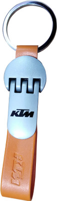 Hims Leather & Metal Key Ring (Orange) KTM Bike Key Chain