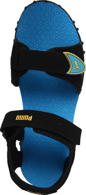 Puma Boys & Girls Velcro Sports Sandals(Black, Black-electric blue lemonade
