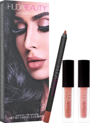 

Huda Beauty Professional Long lasting HUDA 3 in 1 Liquid Matte Lipstick Gloss(Multi)