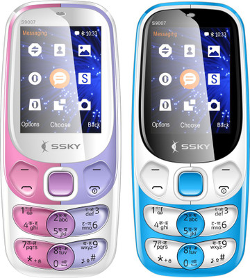 

Ssky S9007 Rainbow Combo of Two Mobiles(White, Blue)