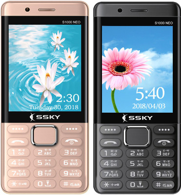

Ssky S1000 Neo Combo of Two Mobiles(Rose Gold,Grey)