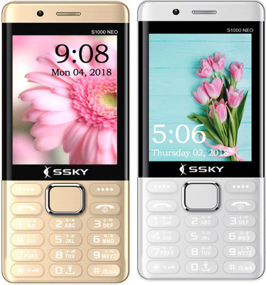 

Ssky S1000 Neo Combo of Two Mobiles(Gold, White)