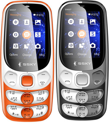 

Ssky S9007 Rainbow Combo of Two Mobiles(Orange, Black)