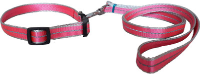 

W9 High Quality Designer Nylon Leash and Adjustable Collar Set for Puppy- for Tracking, Patrolling, Walking, and Training -Length- 46 inches, Width-0.6 inch 116 cm Dog & Cat Strap Leash(Pink)