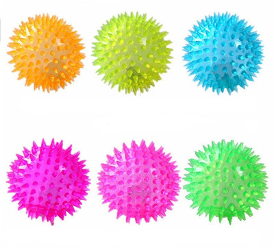

W9 W9 LED Light-UP Spike Squeaky Ball For Puppy-Small (SET OF 6) Rubber Ball For Dog