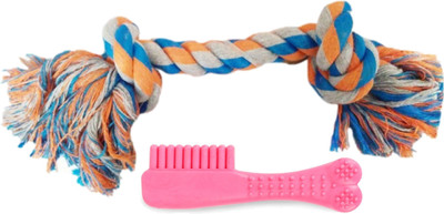 

W9 High Quality Rope Chew Toy With Rubber Brush Toy For Puppy -Small Cotton Chew Toy, Fetch Toy For Dog