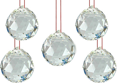 REIKI CRYSTAL PRODUCTS Feng Shui / Vastu 5 Crystal Ball Combo Set Decorative Showpiece  -  5 cm(Glass, Clear)