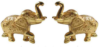 

Rci Handicrafts Elephant set Gold plated Decorative Showpiece - 6.5 cm(Aluminium, Gold)
