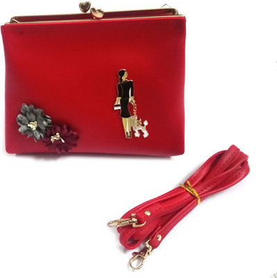 

OBEROI Girls Casual Red Leatherette Sling Bag