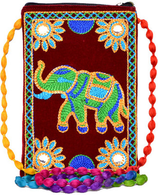 KRISHNA HANDLOOM Girls Casual Maroon Cotton Sling Bag