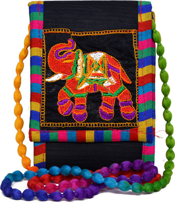 KRISHNA HANDLOOM Women Evening/Party Black Cotton Sling Bag