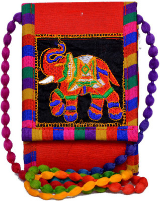 

KRISHNA HANDLOOM Girls Casual Red Cotton Sling Bag