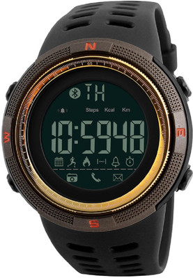 

Skmei 1250 Brown Gold Pedometer Calorie count Bluetooth Digital Smartwatch(Black Strap Free Size)