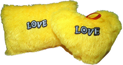 

De Hoy-Hoy Set Of 2 Heart Shape Love Soft Cushion Pillow Teddy Bear Valentine Love Gift - 8 Inch - 35(Yellow)