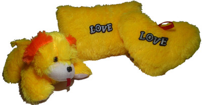 

De Hoy-Hoy Set of 3 Heart Shape Love Soft Tickle Cushion Pillow Dog Teddy Bear Valentine Love Gift - 30(Yellow)