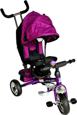STEPUPP BABY TRICYCLE FOR KIDS WITH BACK BASKET AND CANOPY AND PARENT HANDLE PURPLE BLACK COLOUR KIDS TRICYCLE RECOMMENDED TRICYCLE FOR BABY GIRL OR TRICYCLE FOR BABY BOY OR TRICYCLE FOR TODDLER GIRL OR TRICYCLE FOR TODDLER BOY RECOMMENDED FOR TODDLER 1,2