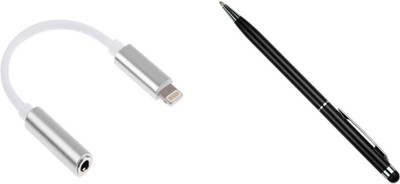 

OLECTRA Prime Series 8 PIN Lightning Cable to 3.5mm Audio Jack FOR 7/7Plus Headphone USB Adapter (Silver) with 2 in 1 stylus pen. USB Adapter(Black, Silver)