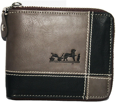 

woodland1 Men Casual Grey, Black Genuine Leather Wallet(5 Card Slots)
