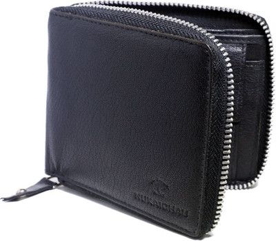

NUKAICHAU Men Black Genuine Leather Wallet(9 Card Slots)