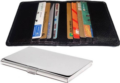 

FERRET Men Casual Black Artificial Leather, Genuine Leather Card Holder(10 Card Slots), Brown