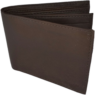 NUKAICHAU Men Brown Genuine Leather Wallet(6 Card Slots)