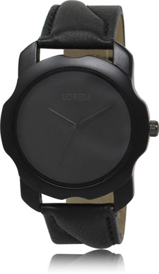 

LOREM LR22 Black-Round Leather Watch - For Men