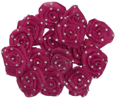 

AsianHobbyCrafts Tissue Stone Ribbon Rose Flower, Maroon (Pack of 24, 51mm)