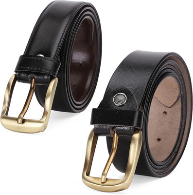 

Elligator Men Casual Black Artificial Leather, Genuine Leather Belt