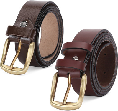 

Elligator Men Formal Brown Artificial Leather, Genuine Leather Belt