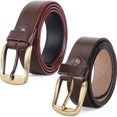 

Elligator Men Casual Brown, Black Artificial Leather, Genuine Leather Belt