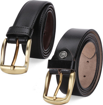 

Elligator Men Formal Black Artificial Leather, Genuine Leather Belt