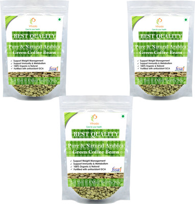 

VIHADO Best Quality 100% Pure Organic Green Coffee Beans Decaffeinated & Unroasted For Weight Management (Pack of 3) Instant Coffee 50 g(Pack of 3)