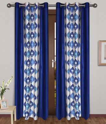 E-Retailer 275 cm (9 ft) Polyester Room Darkening Long Door Curtain (Pack Of 2)(Solid, Blue)