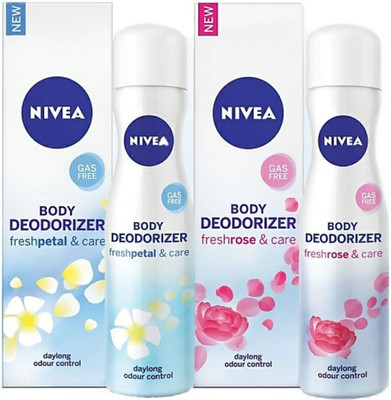 

Nivea Body Deodorizer Fresh Petal Care & Fresh Rose Gas Free For Women 120ml Each (PACK OF 2) Deodorant Spray - For Women(240 ml, Pack of 2)