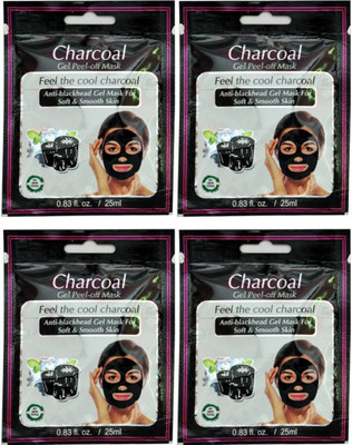 

DailyDeal Charcoal face mask 4 pouch pack 100 ml each carry 25 ml charcoal peel off mask(25 ml)