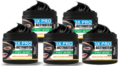 

Vihado Activated Charcoal 3 IN 1 Clay Mask- With Vitamin C, Menthol and Charcoal 100 ML Pack of 5 (500 ML)(100 ml)