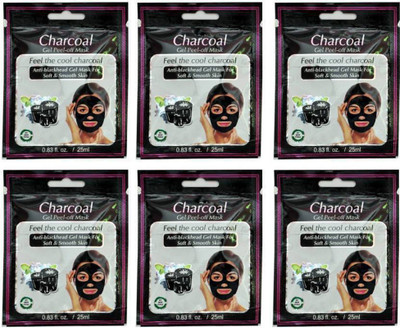 

BeTrending Charcoal face mask 6 pouch each carry 25 ml of charcoal peel off mask no-121(150 ml)