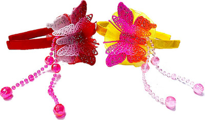 

Proplady Fluorescent Partywear Butterfly Hairband Combo with Shimmery finish & Crystal danglers Hair Band(Red, Yellow)