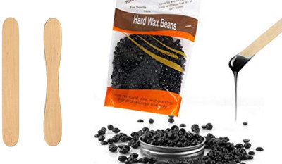 

BeautyQua Black Depilatory Hard Bean Bikini Wax ( 100g) with Wooden Sticks Wax(100 g)