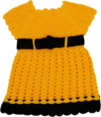 The Creators Girls Midi/Knee Length Casual Dress(Yellow, Cap Sleeve)