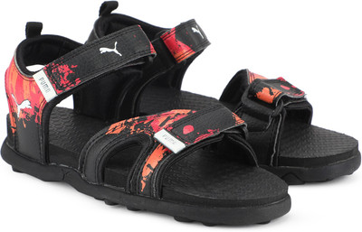 

Puma Boys Velcro Sports Sandals(Black, Black-red blast