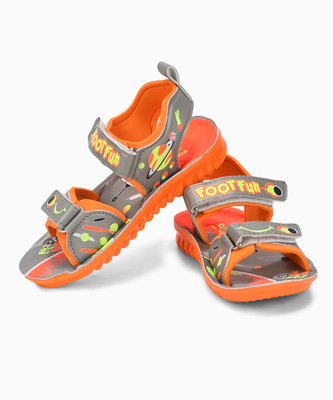 Footfun Boys & Girls Velcro Sports Sandals(Grey