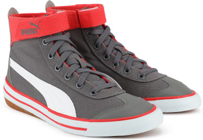 

Puma Boys & Girls Lace Sneakers(Grey, Quarry-poppy red-white