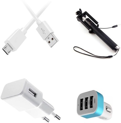 DAKRON Wall Charger Accessory Combo for InFocus Turbo 5 Plus(White)