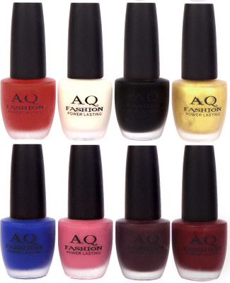 

AQ Fashion Velvet Matte Nail Polish Combo Set 12668 Red,White,Black,Golden,Matte Blue,Violet,Plum Matte,Matte Maroon(Pack of 8)