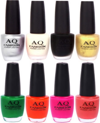 

AQ Fashion Velvet Matte with Shiny Gel Nail Polish Combo Set 12652 Matte Silver grey,White,Black,Golden,Leaf Green,Neon Orange,Neon Mazenta,Matty Pink(Pack of 8)