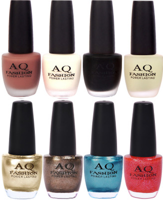 

AQ Fashion Velvet Matte with Shiny Gel Nail Polish Combo Set 12664 Nude Brown,White,Black,Matte Basecoat,Lemony Shimmer,Coco Shimmer,Turquoise,Fusion Pink(Pack of 8)