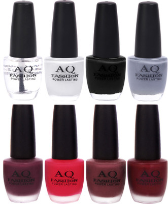 

AQ Fashion Velvet Matte with Shiny Gel Nail Polish Combo Set 12660 Basecot,White,Black,Grey,Matte Nude Brown,Deep Plum,Nude,Mazenta Pink,Purple,Redish Pink,Mauve,Deep Red(Pack of 8)